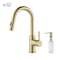 Kibi Circular Single Handle Pull Down Kitchen & Bar Sink Faucet with Soap Dispenser C-KKF2011BG-KSD100BG - alternate 1